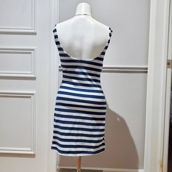 VI HEART-  Navy and White Striped Boat Neck Tank Dress - Picture 1 of 9